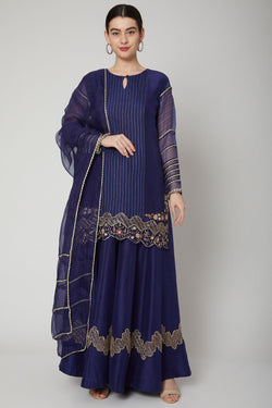 Cobalt Blue Embroidered Kurta Set