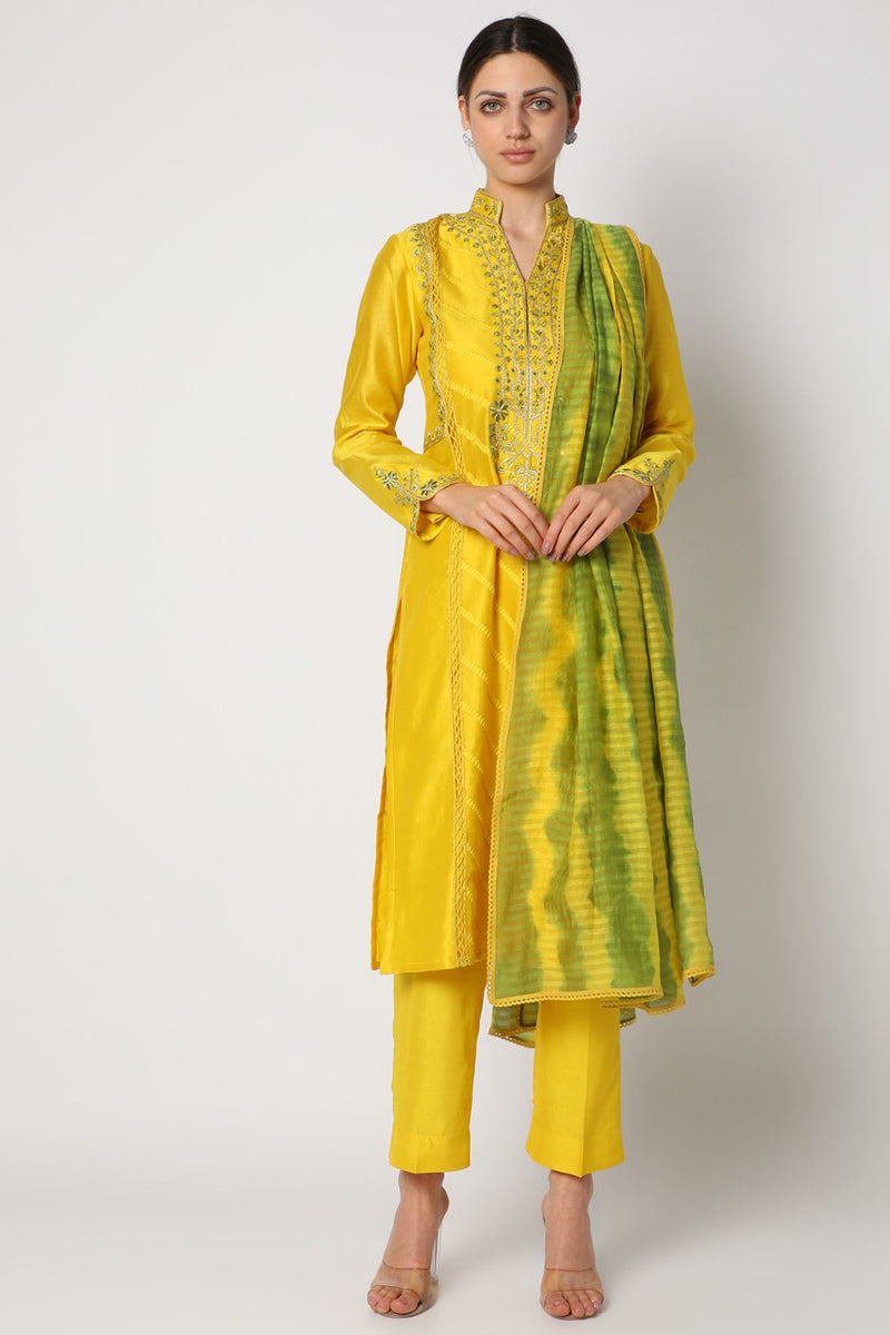 Yellow Embroidered Kurta Set