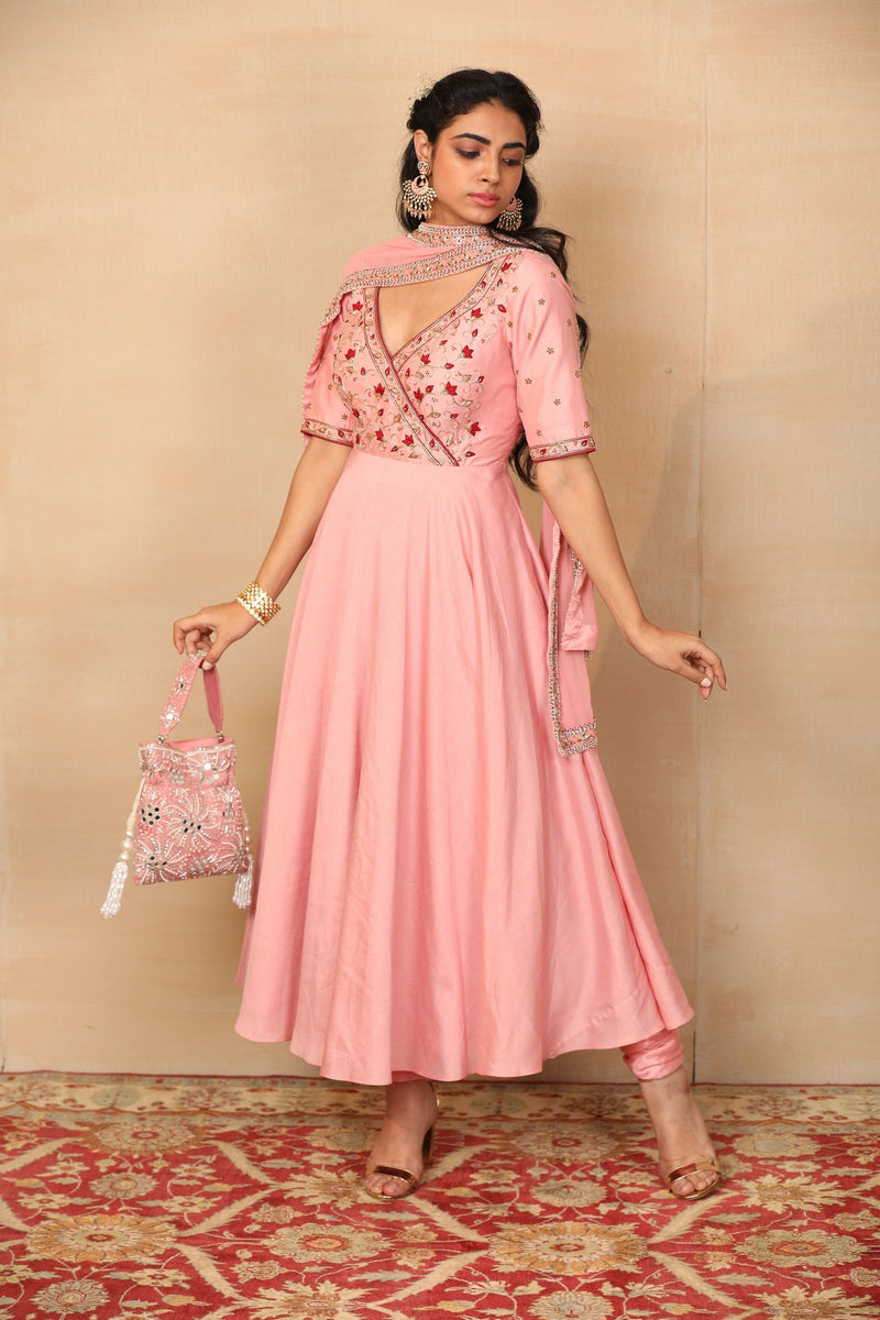 Leiha Pink Overlap Anarkali