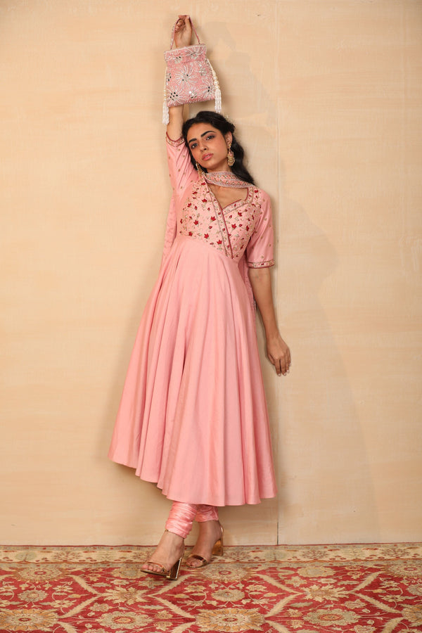 Leiha Pink Overlap Anarkali