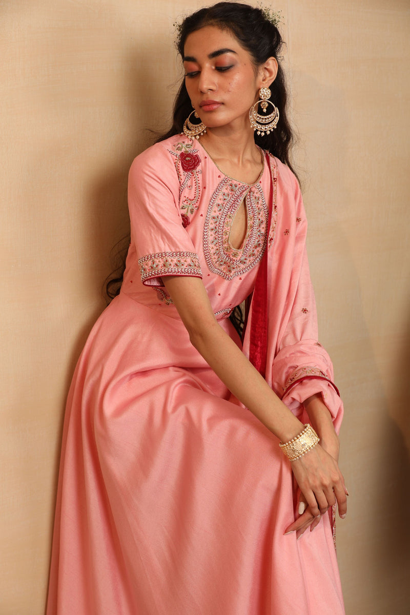 Leny Pink Key Hole Anarkali