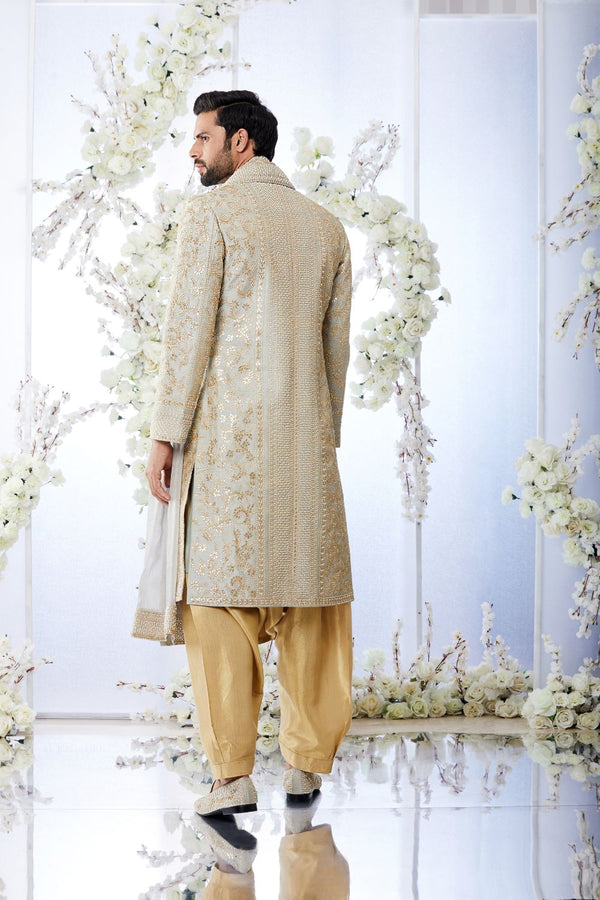 Two Tone Grey Sherwani Set