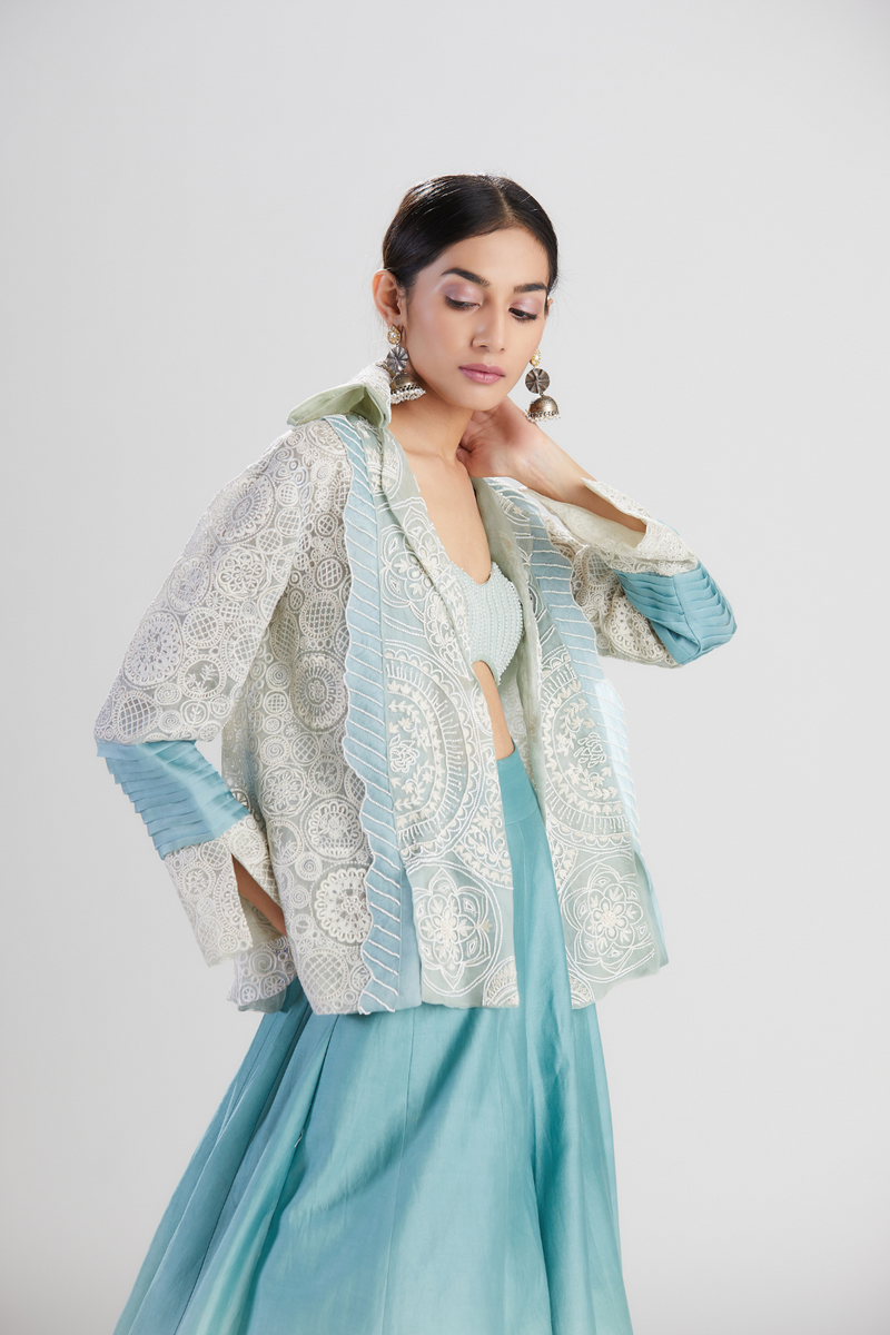 Noor aqua Vrit coat Set