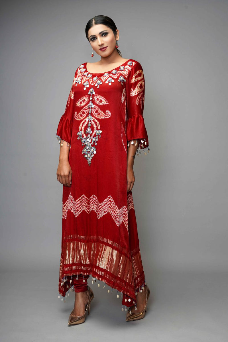 1 Piece Shibori Kaftaan Kurta Hand Embroidered