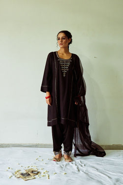 Kala Lahoriya Kurta with Peshwa Salwar and Dupatta