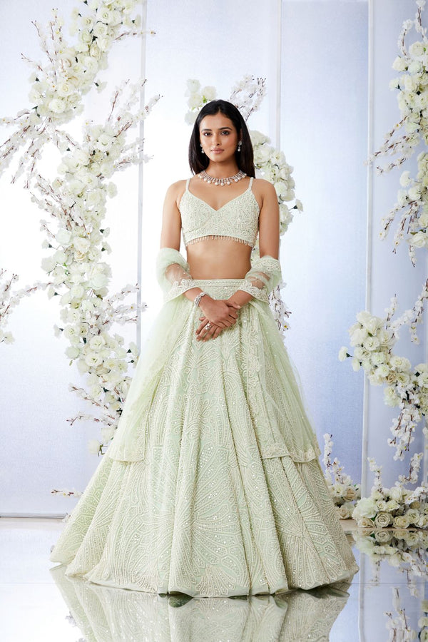 Mint Green Pearl Lehenga Set