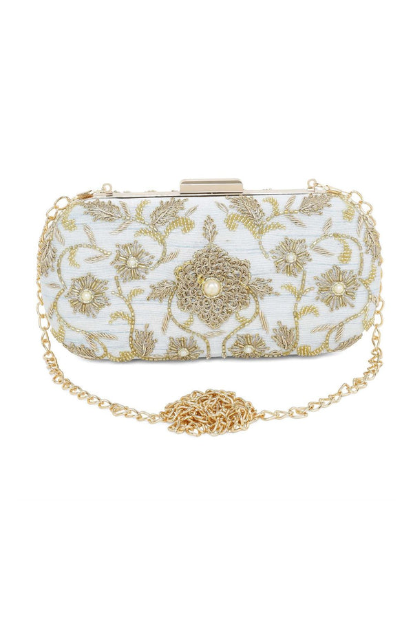 Ice blue flower clutch