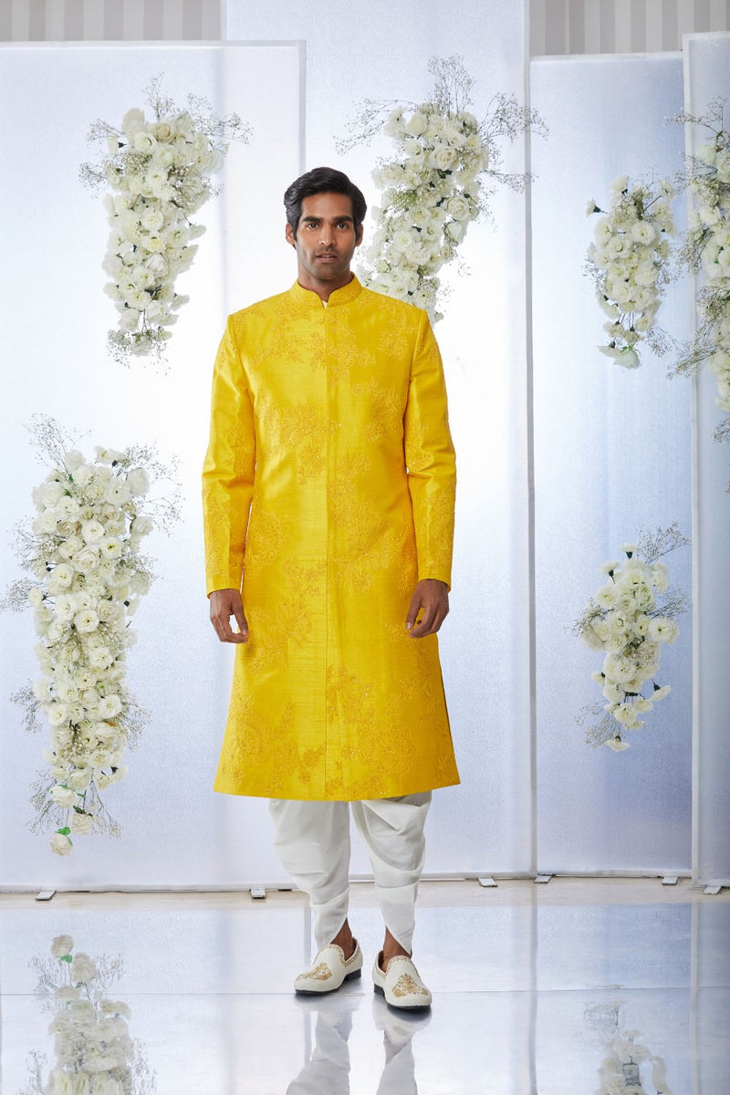 Sunset Yellow Sherwani Set