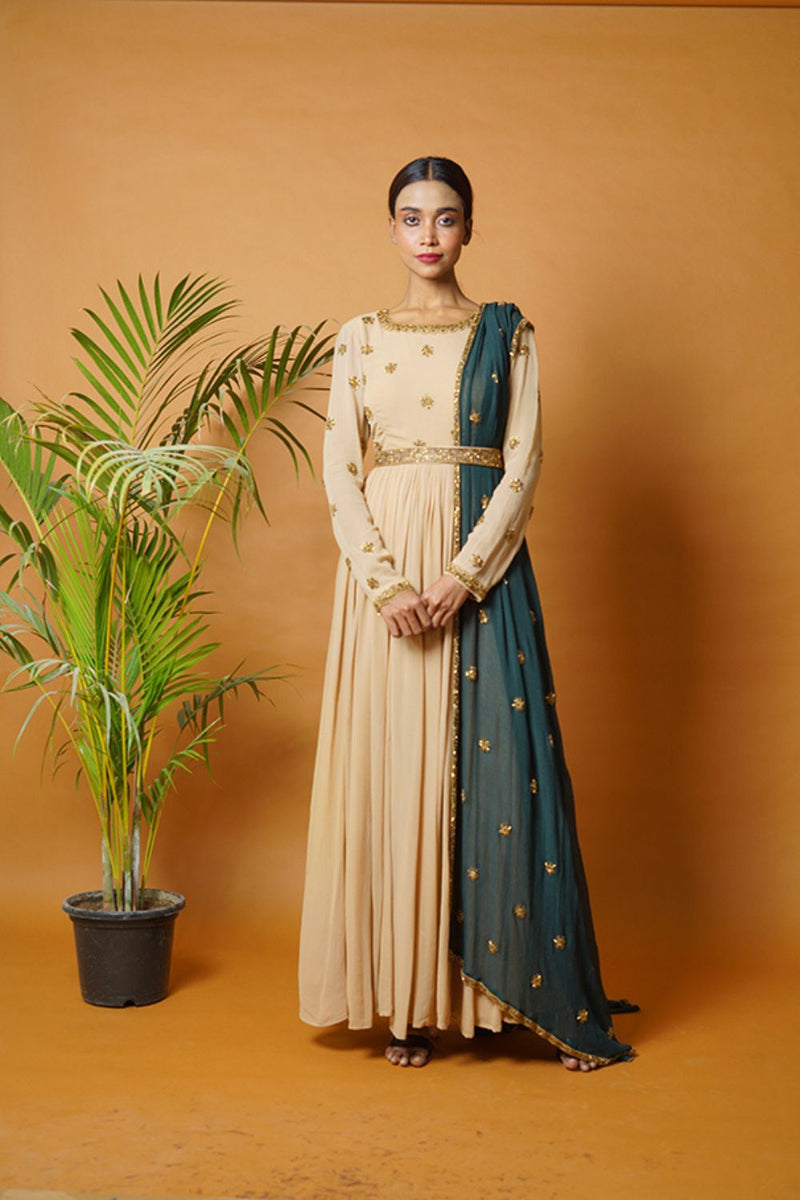 Beige Anarkali Suit And Waistbelt