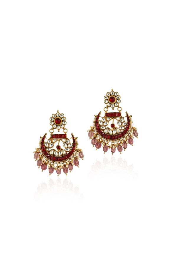 RED WITH PINK HANGING EARRINGS