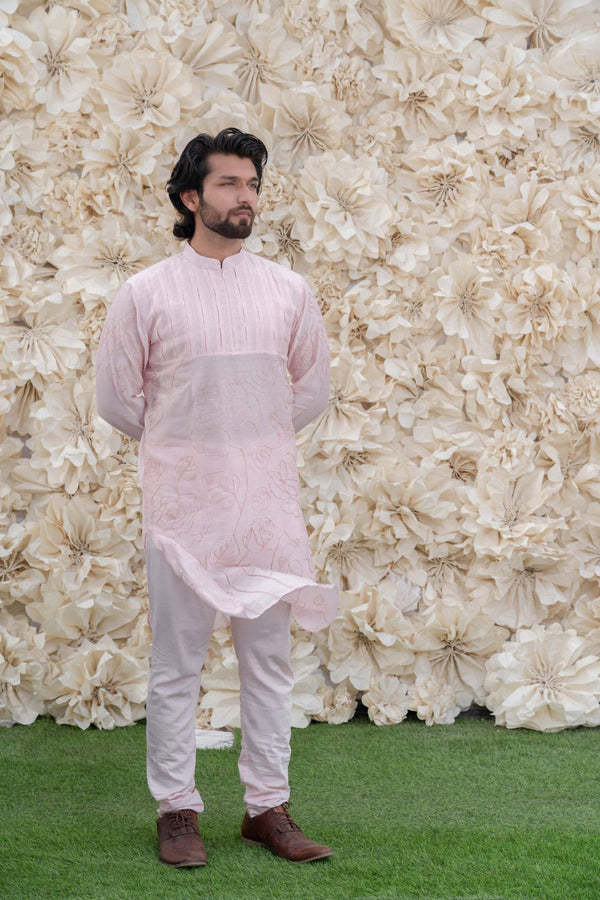 LIGHT PINK  EMBROIDERED KURTA SET