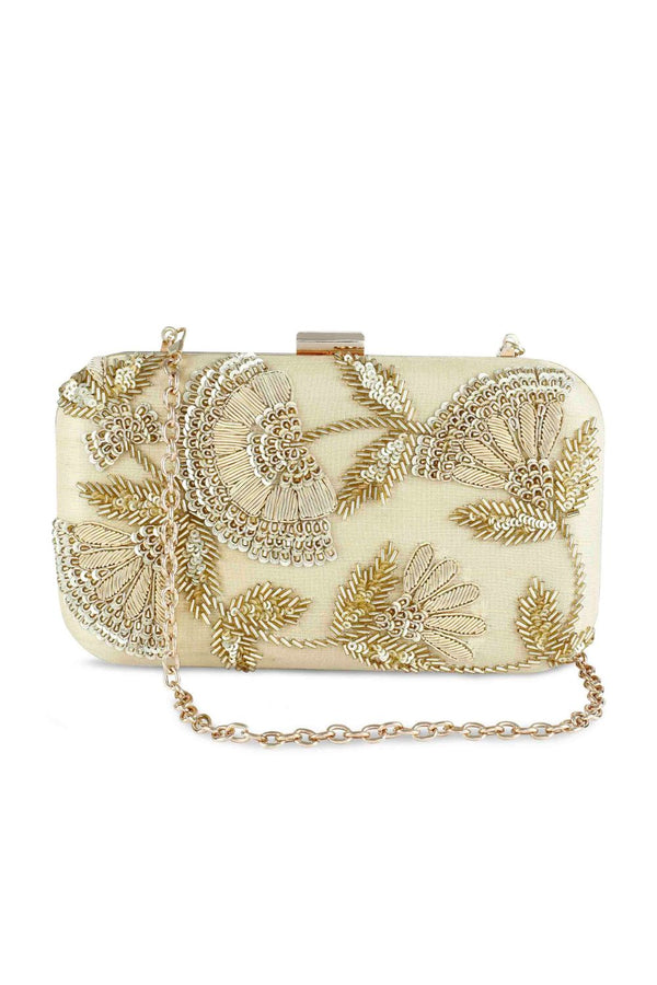 Golden sunshine box clutch