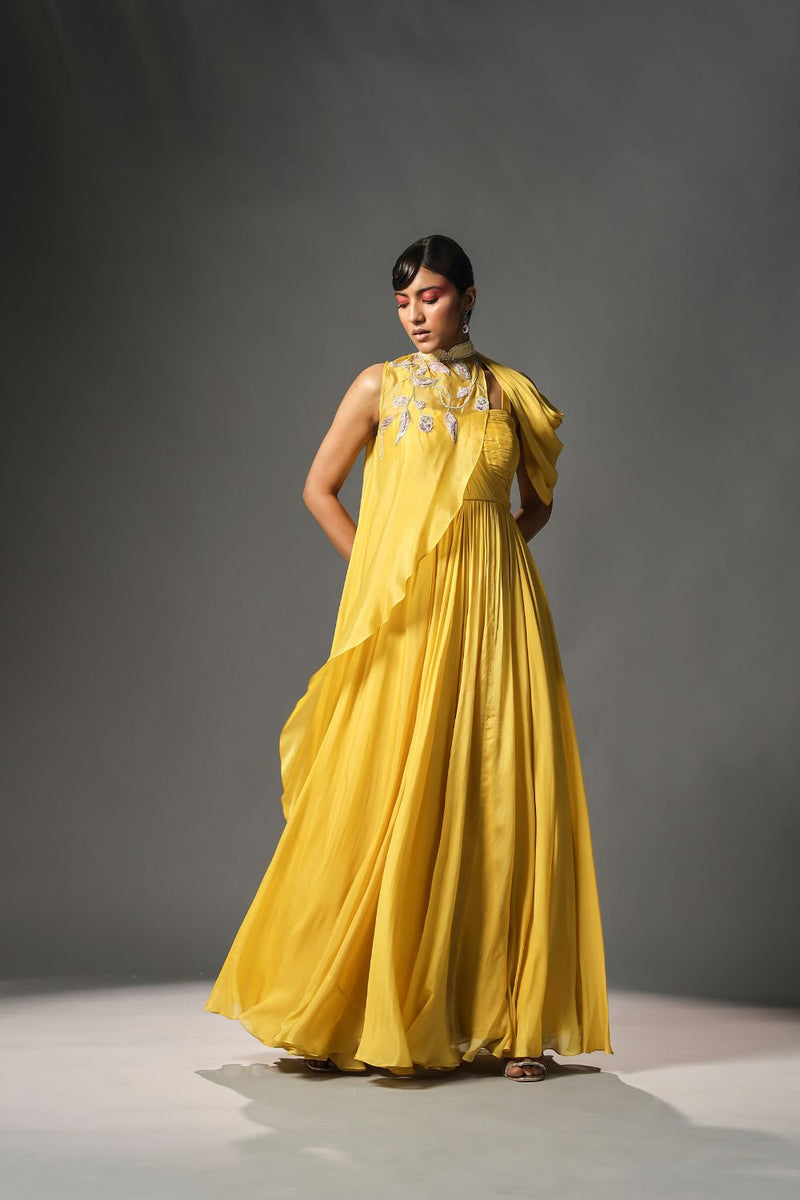 Daffodil drape Anarkali set