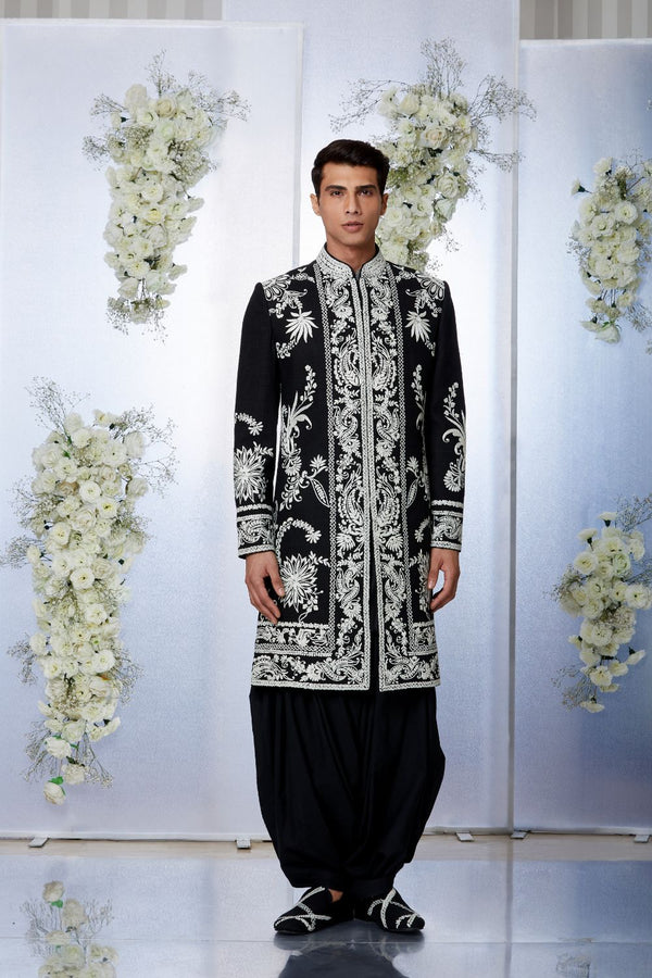 Black & White Sherwani Set