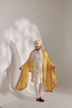 Ivory Ochre Sherwani Set