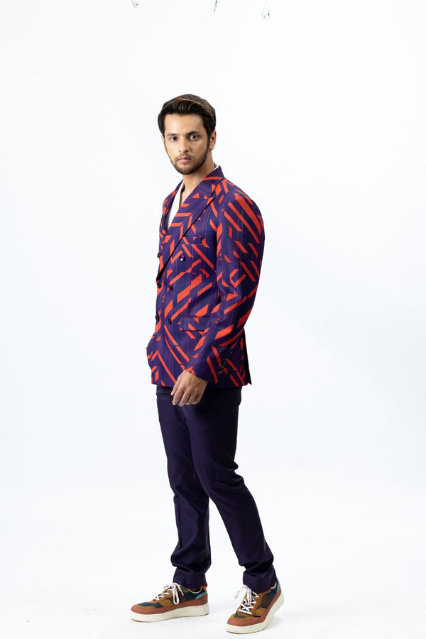 Violet and Orange Blazer and Pants Set