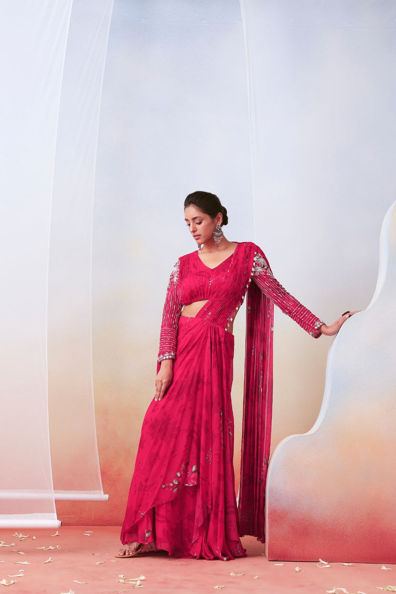 Stitched on sale saree gown