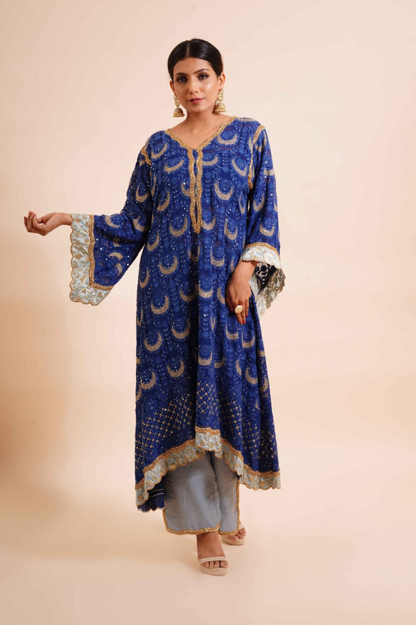 4 Piece Kaftaan Kurta With Inner, Plazo And Dupatta