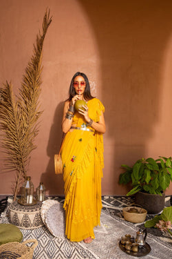 Mango lace ruffle sari