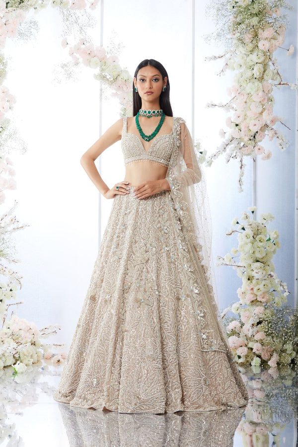 Champagne Floral Lehenga Set