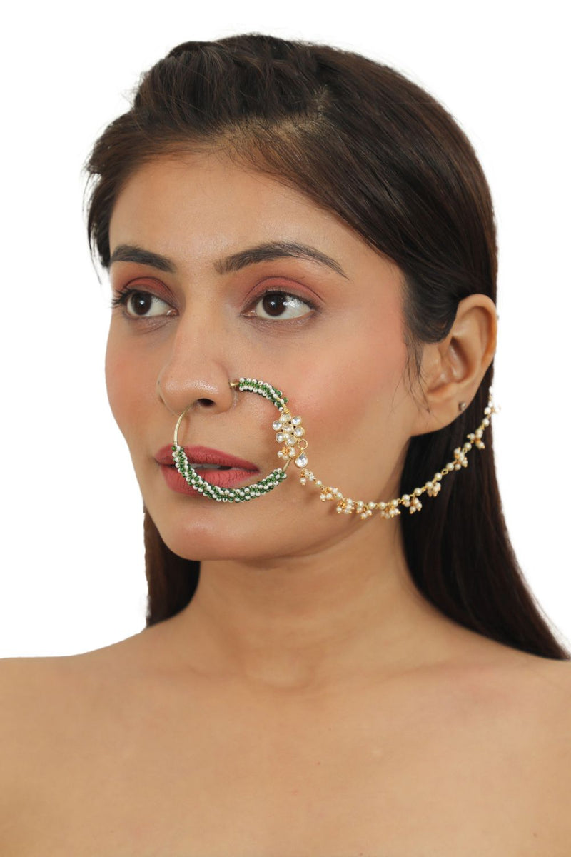 Indian Nose Ring , Wedding Nose Ring Chain , Nath , Bridal Nose Ring ,  Inspired by Deepika Padukone Nose Jewelry , Septum Gold Tone Chain - Etsy |  Asian bridal jewellery, Bridal nose ring, Indian bridal