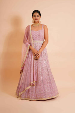 3 Piece Hand Embroidered Anarkali With Dupatta And Belt