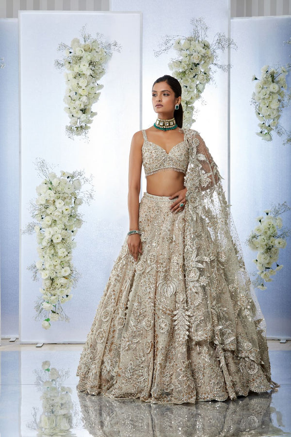 Nude Floral Lehenga Set