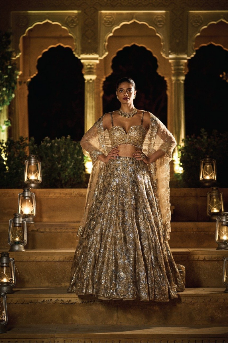 Gold Silver Lehenga Set