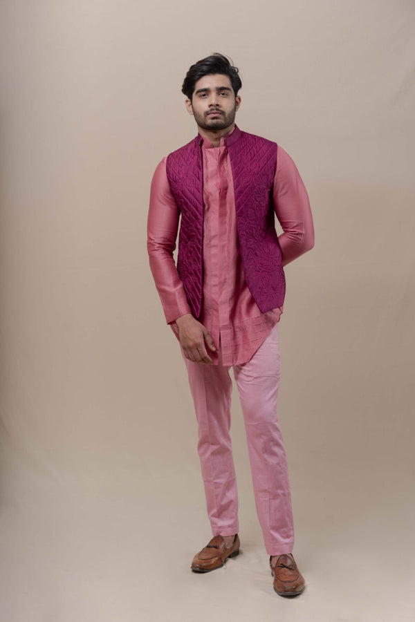 ONION PINK BUNDI-KURTA SET