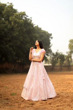 Blush Pink Mirror and Lehenga Set