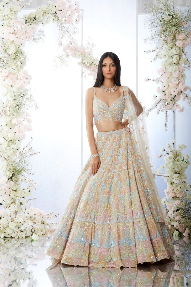 Multi-coloured Sequin Lehenga Set