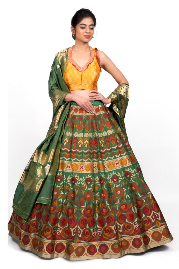 Gulaab Lehenga Basil Green