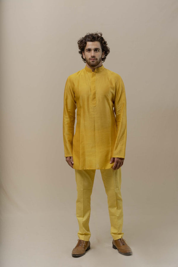 MARIGOLD CHANDERI SILK KURTA SET