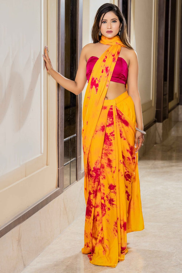 Tie And Dye Saree With  Bustier