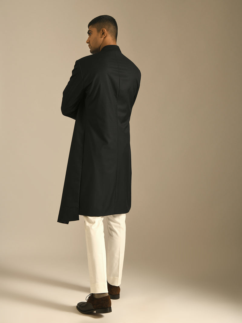 Black Panelled Sherwani