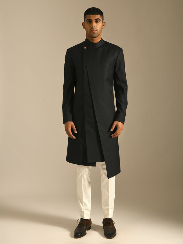 Black Panelled Sherwani