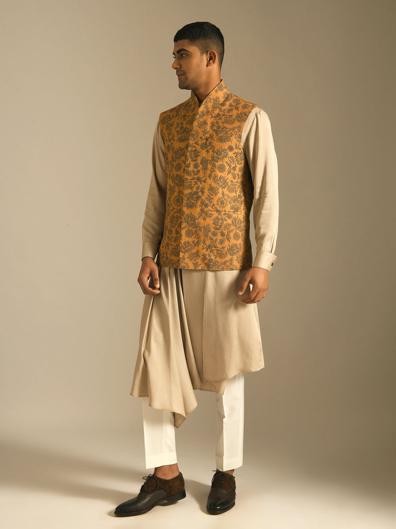 Ochre Embroidered Jawahar Jacket