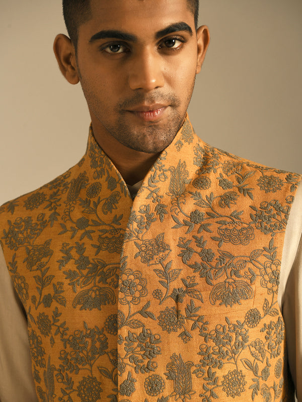 Ochre Embroidered Jawahar Jacket