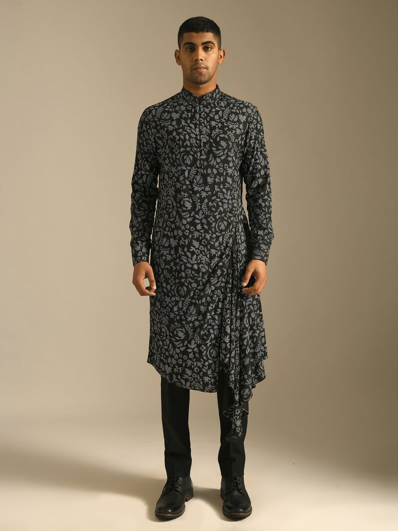 Printed Side Draped Kurta