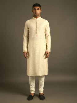 Cream Embroidered Kurta