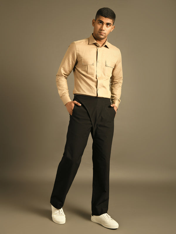 Short Flap Closure Straight Cut Pants