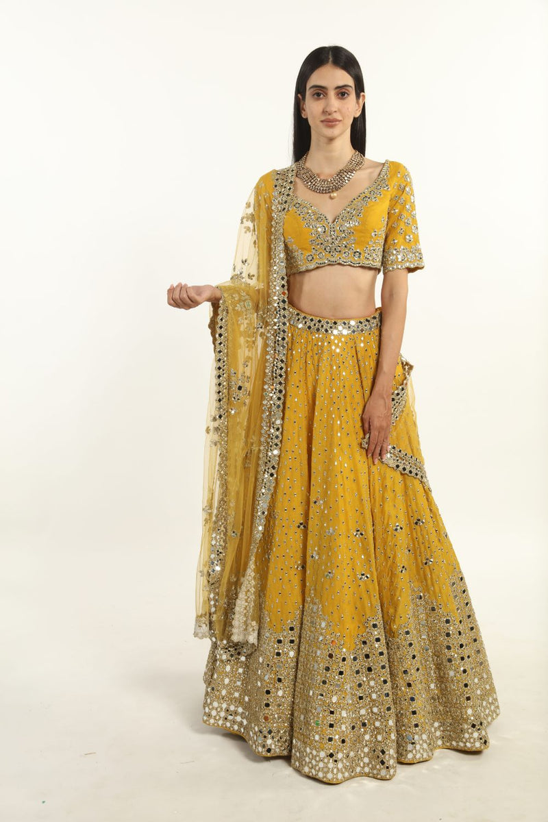 Yellow Embellished Lehenga Set