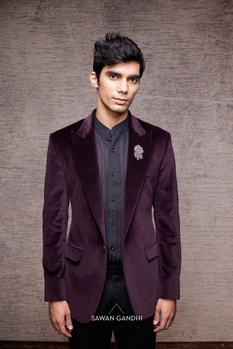 Wine velvet jacket sale