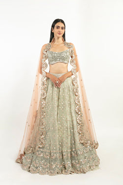 Mint Green Embellished Lehenga Set