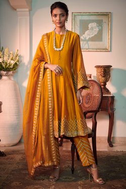 Mustard Anarkali Set