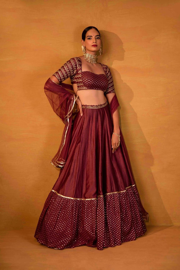 Wine lehenga set