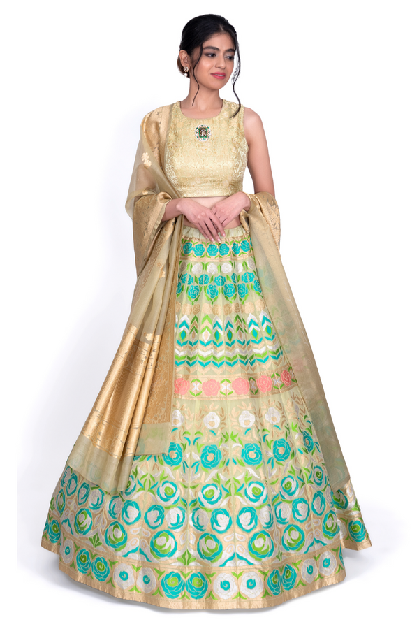 Gulaab Lehenga Mint Green