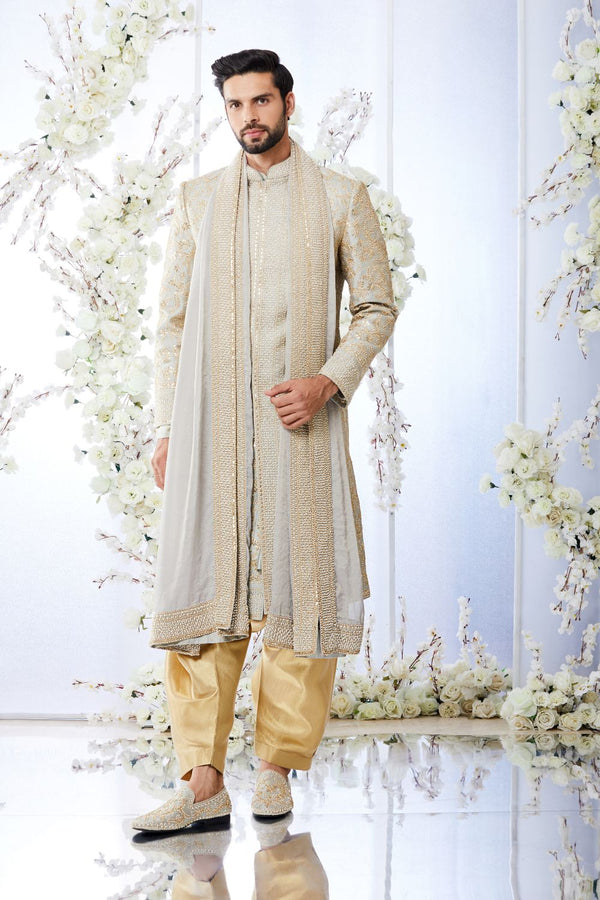 Two Tone Grey Sherwani Set