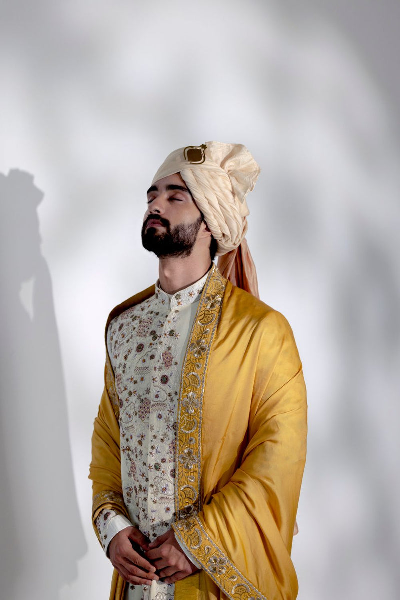 Ivory Ochre Sherwani Set