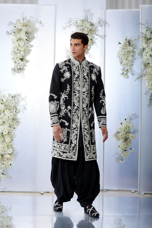 Black & White Sherwani Set